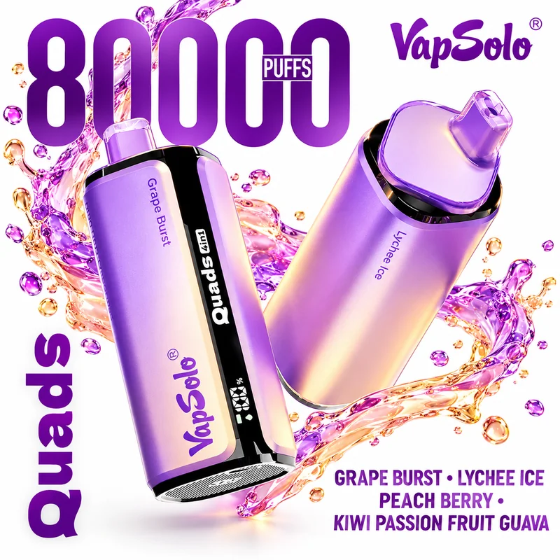 Vapsolo Quads 80000 4in1 — Grape Burst / Lychee Ice / Peach Berry / Kiwi Passion Fruit Guava