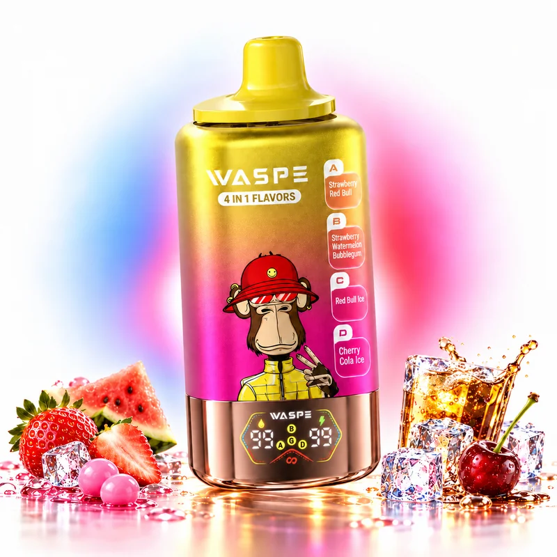 WASPE 4in1 100000 — Strawberry Red Bull / Strawberry Watermelon Bubblegum / Red Bull Ice / Cherry Cola Ice