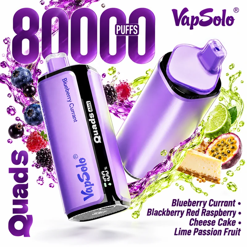 Vapsolo Quads 80000 4in1 — Blueberry Currant / Blackberry Red Raspberry / Cheese Cake / Lime Passion Fruit